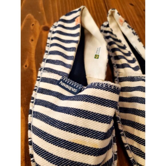 Havaianas Womens Striped Canvas Slip-On Shoes Size 7 Blue & White - Picture 2 of 9